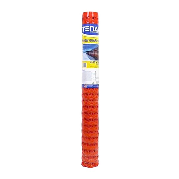 50' L x 4' H Tenax Snow Guard Poly Snow Fence - Orange